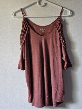 BONGO Women's Rust Cold-Shoulder Spaghetti Strap Tunic